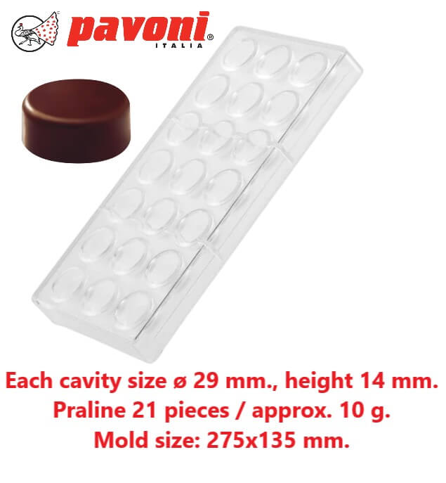 พิมพ์อบขนมโพลีคาร์บอเนตทรงกลม PAVONI PC113FR 21 ช่อง
